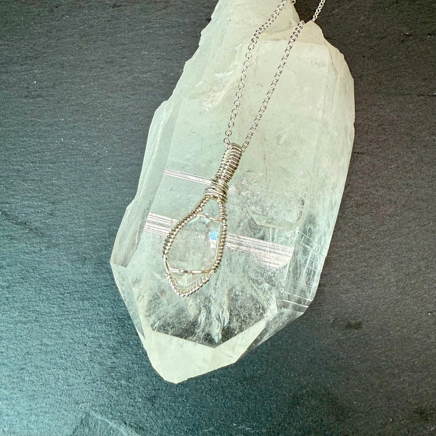 Herkimer Diamond Quartz Crystal Pendant