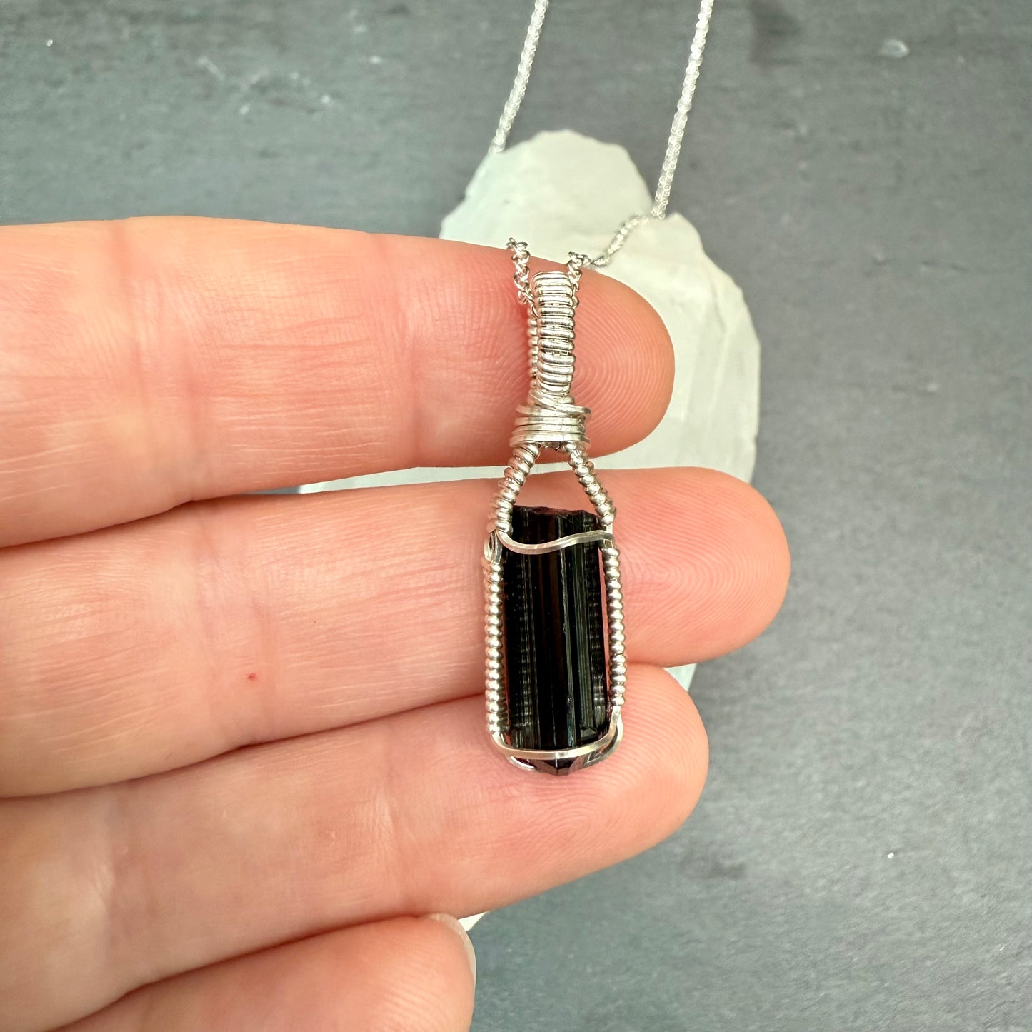 Black Tourmaline Crystal Pendant | Protection, Banish Negative Energy