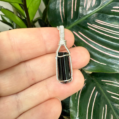 Black Tourmaline Crystal Pendant | Protection, Banish Negative Energy