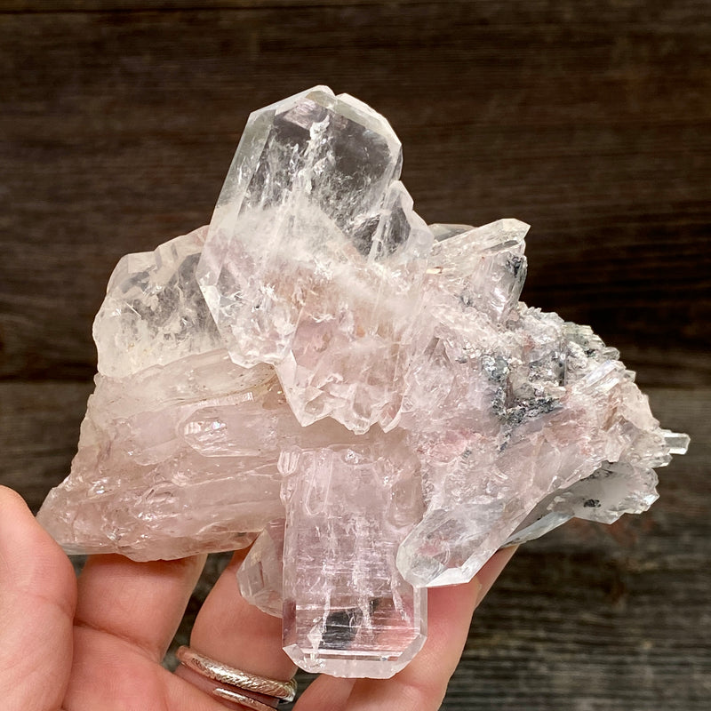Pink Lemurian Faden Quartz Cluster