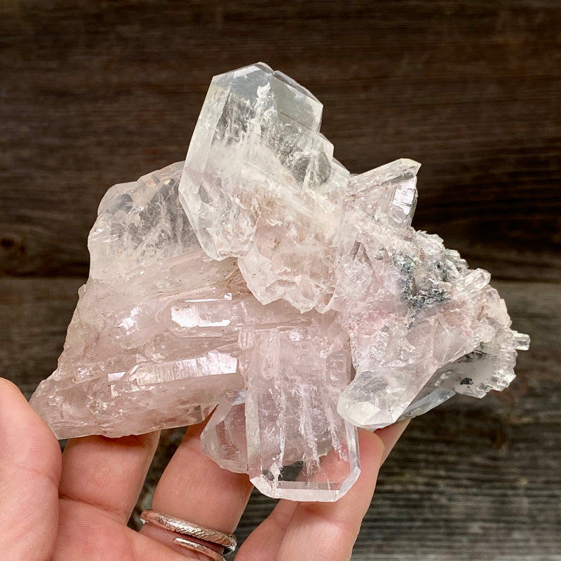 Pink Lemurian Faden Quartz Cluster