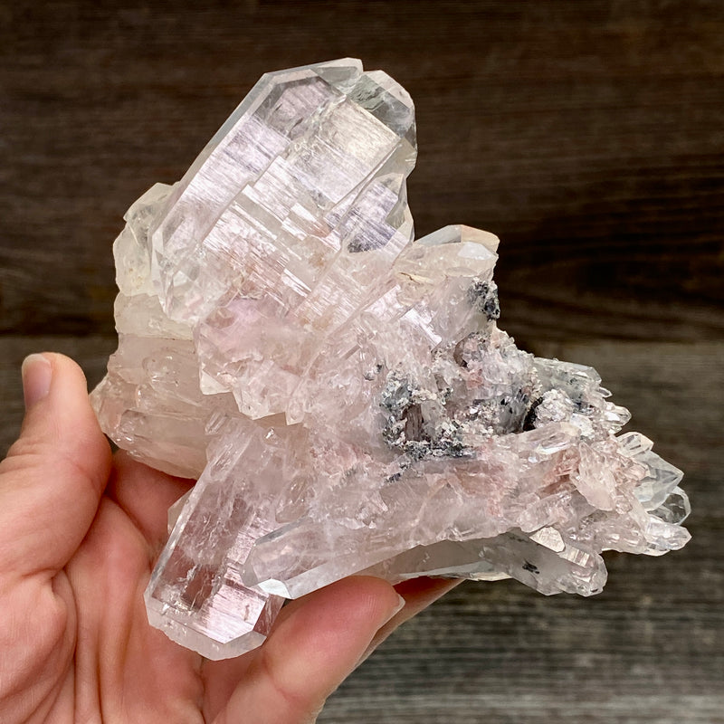 Pink Lemurian Faden Quartz Cluster