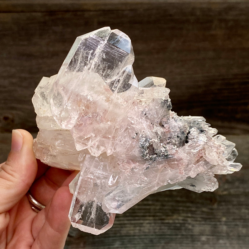 Pink Lemurian Faden Quartz Cluster