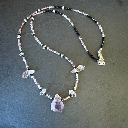 Protection Ritual Talisman: Super 7 / Sacred 7, Quartz and Black Tourmaline Crystal Necklace
