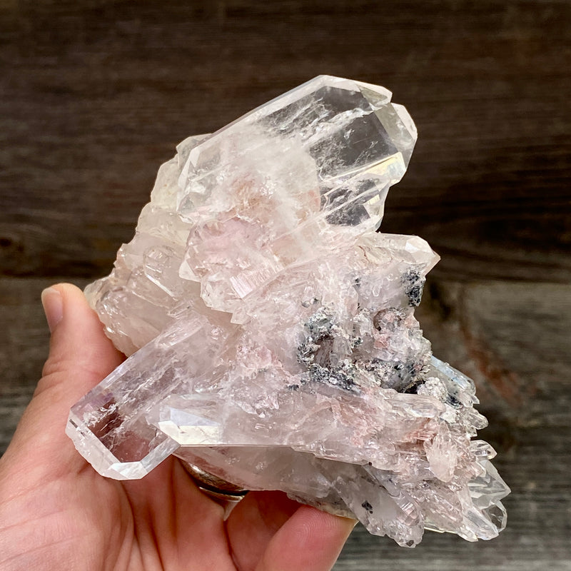 Pink Lemurian Faden Quartz Cluster