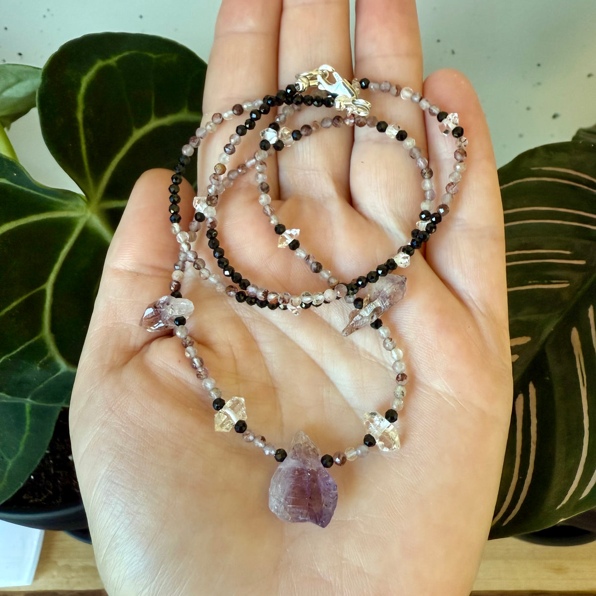 Protection Ritual Talisman: Super 7 / Sacred 7, Quartz and Black Tourmaline Crystal Necklace