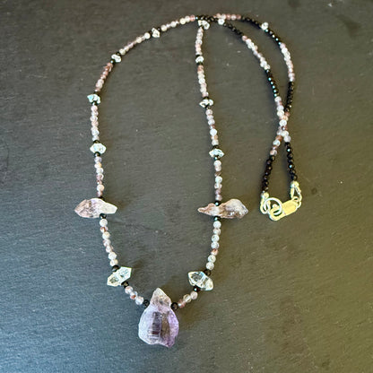 Protection Ritual Talisman: Super 7 / Sacred 7, Quartz and Black Tourmaline Crystal Necklace
