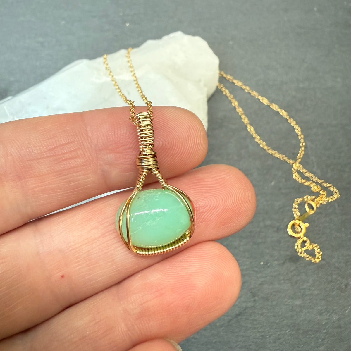 Custom for Connie: Chrysoprase Pendant