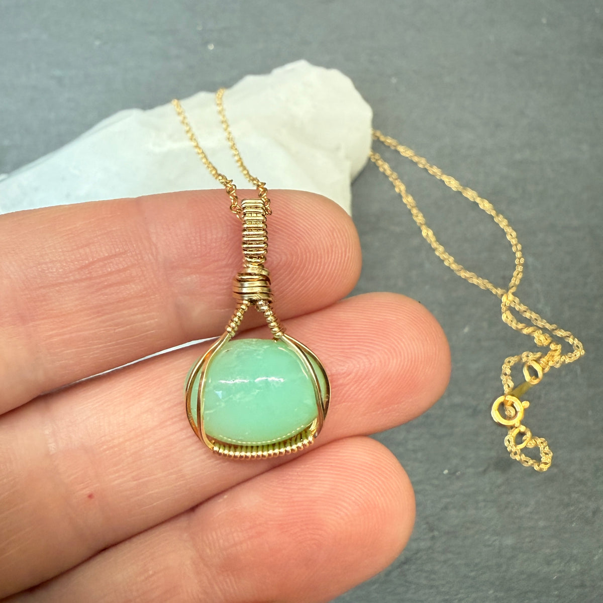Custom for Connie: Chrysoprase Pendant
