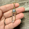 Sapphire Record Keeper and Lemurian Quartz Crystal Pendant