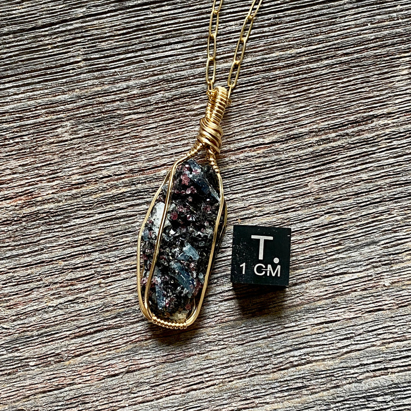 Blue Kyanite with Garnet Crystal Pendant