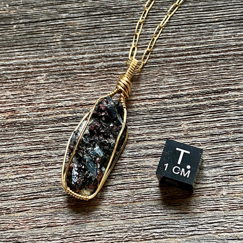 Blue Kyanite with Garnet Crystal Pendant