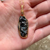 Blue Kyanite with Garnet Crystal Pendant