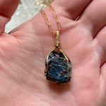 Blue Kyanite with Garnet Crystal Pendant