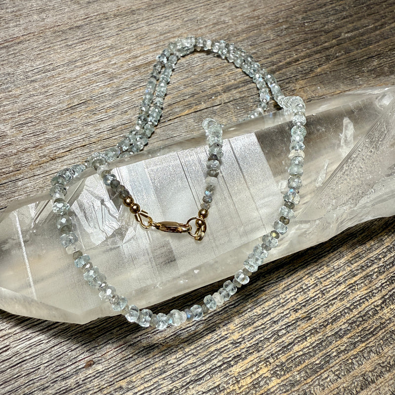 Aquamarine, Labradorite and Moonstone Gemstone Necklace