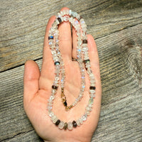 Aquamarine, Labradorite and Moonstone Gemstone Necklace
