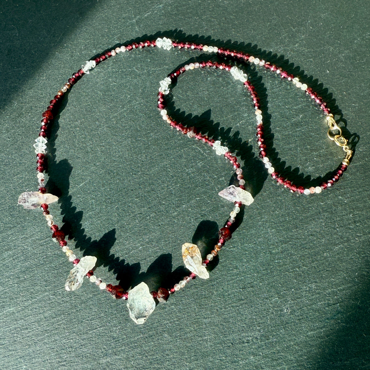 Divine Feminine Talisman: Super 7/Sacred 7, Quartz and Garnet Gemstone Necklace