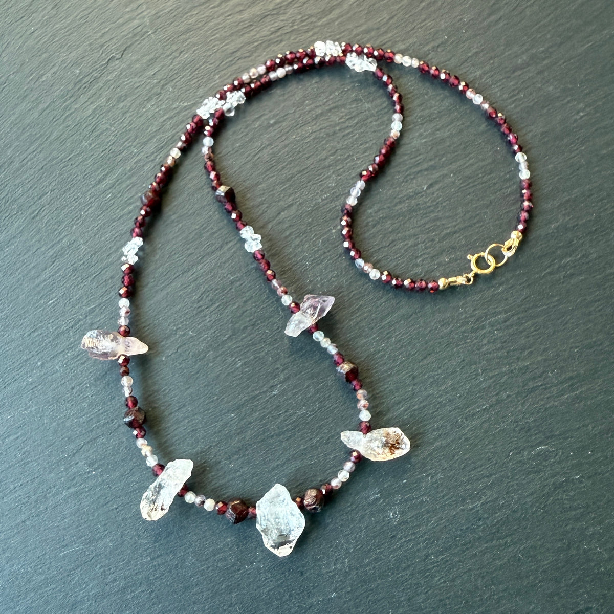 Divine Feminine Talisman: Super 7/Sacred 7, Quartz and Garnet Gemstone Necklace
