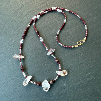 Divine Feminine Talisman: Super 7/Sacred 7, Quartz and Garnet Gemstone Necklace