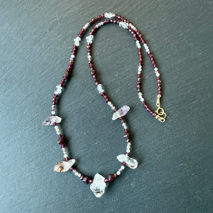 Divine Feminine Talisman: Super 7/Sacred 7, Quartz and Garnet Gemstone Necklace
