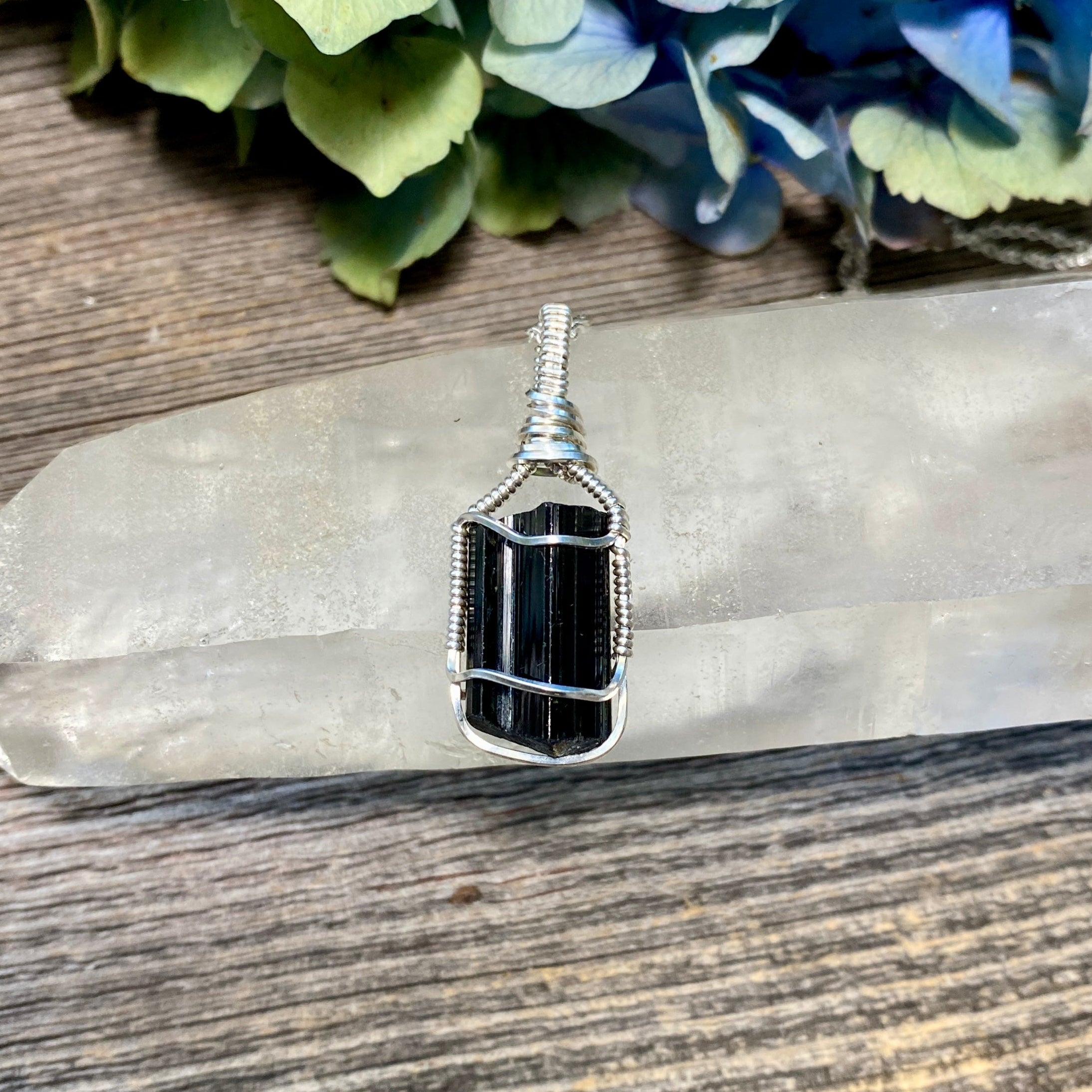 Black Tourmaline Crystal Pendant Sacred Gemstone