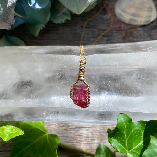 Forest Crystal Actinolite Phantom Quartz Pendant