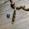 Moldavite and Forest Crystal Actinolite Phantom Quartz Pendant