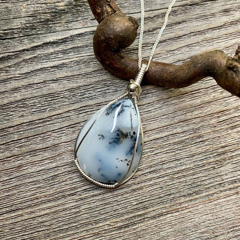 Dendritic Agate Merlinite Pendant