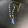 Blue Kyanite, Aquamarine and Herkimer Diamond Necklace