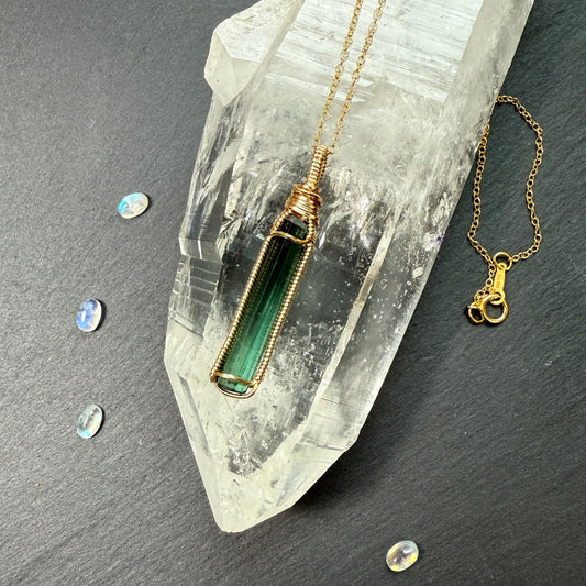 Green Tourmaline Crystal Pendant