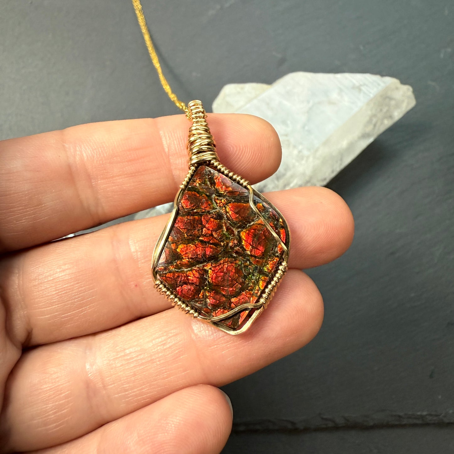 Ammolite Pendant - Imperial Double Sided
