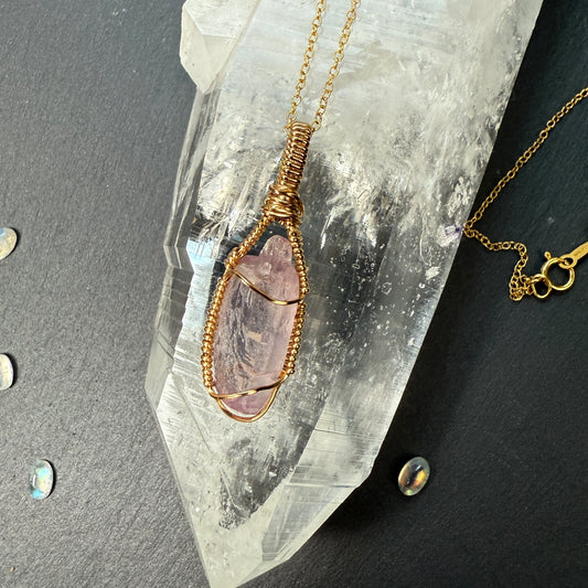 Kunzite Crystal Pendant