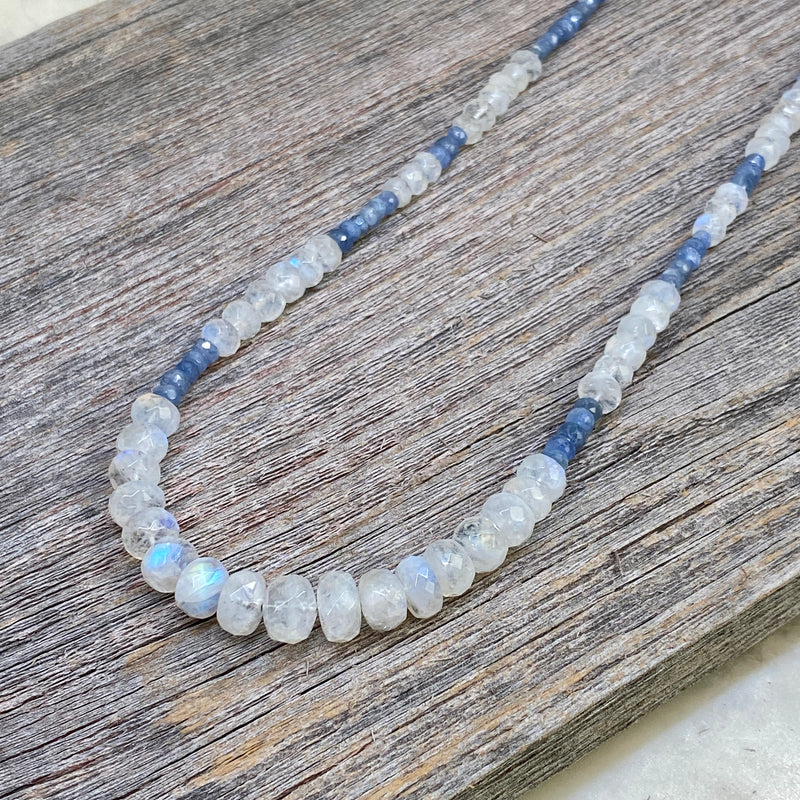 Moonstone and Blue Sapphire Necklace