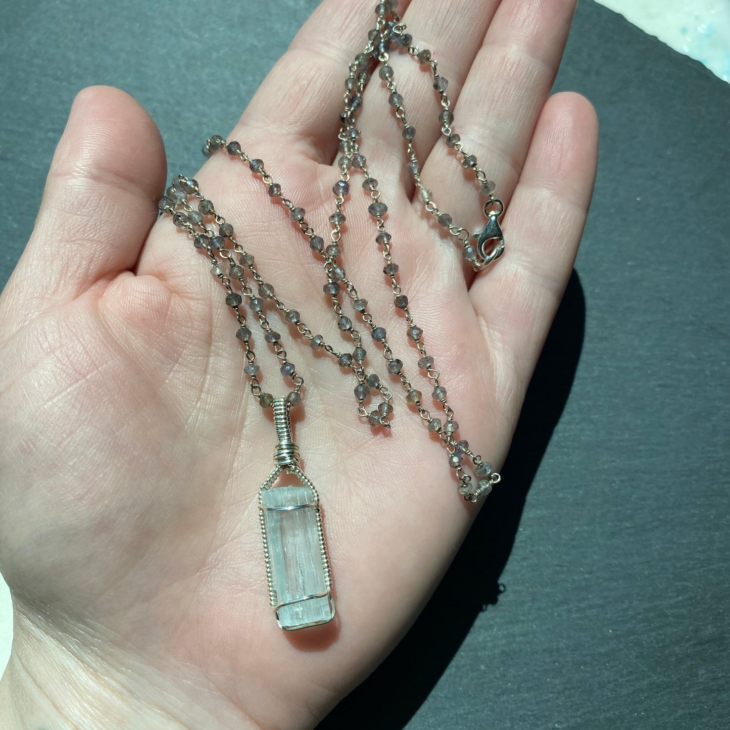 Inner Clarity Magic Talisman | Labradorite and Aquamarine Crystal Necklace
