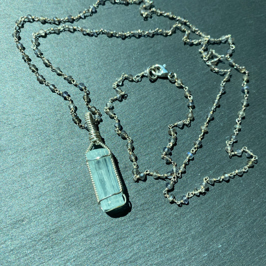 Inner Clarity Magic Talisman | Labradorite and Aquamarine Crystal Necklace