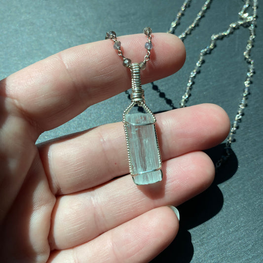 Inner Clarity Magic Talisman | Labradorite and Aquamarine Crystal Necklace