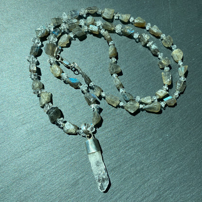 Channeling Intuition Talisman | Danburite, Labradorite and Quartz Crystal Necklace