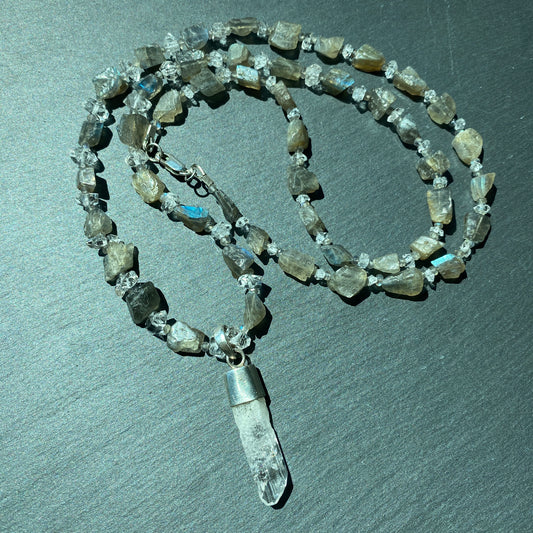 Channeling Intuition Talisman | Danburite, Labradorite and Quartz Crystal Necklace