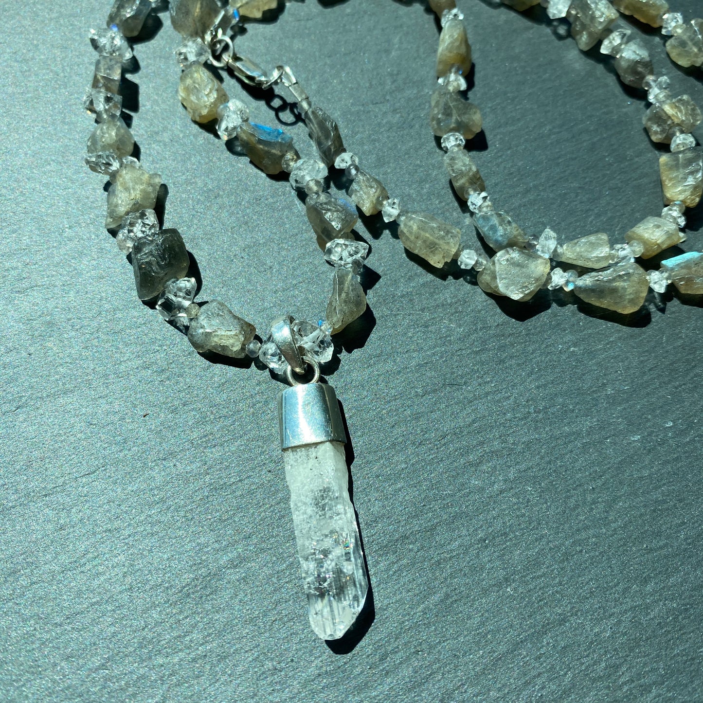 Channeling Intuition Talisman | Danburite, Labradorite and Quartz Crystal Necklace