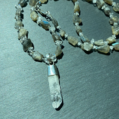 Channeling Intuition Talisman | Danburite, Labradorite and Quartz Crystal Necklace