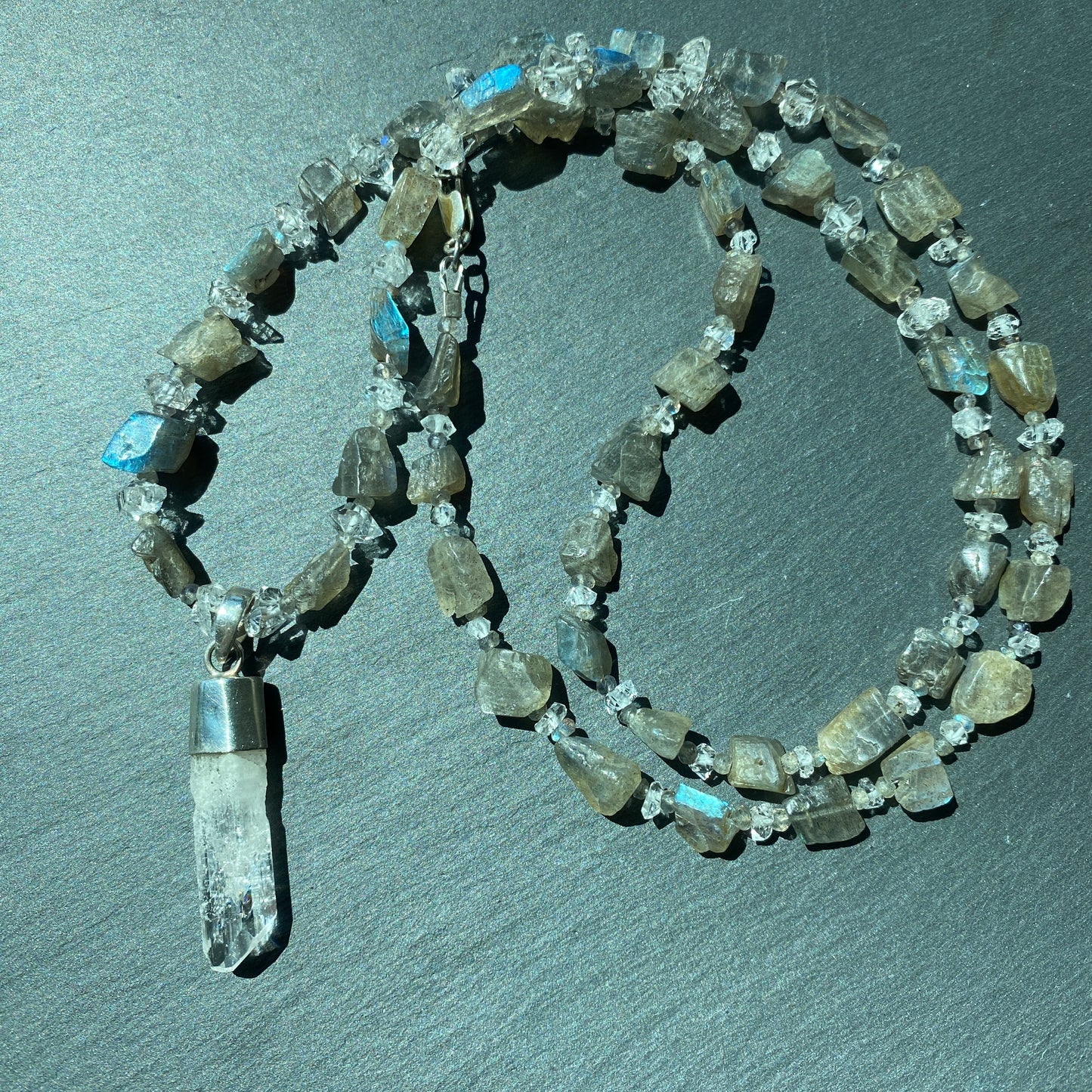 Channeling Intuition Talisman | Danburite, Labradorite and Quartz Crystal Necklace