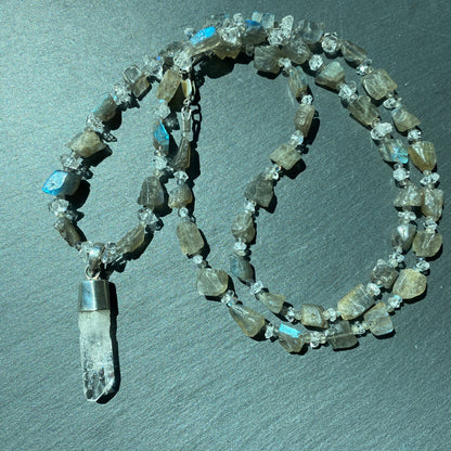 Channeling Intuition Talisman | Danburite, Labradorite and Quartz Crystal Necklace