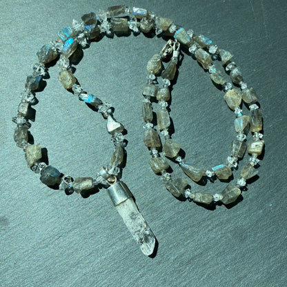 Channeling Intuition Talisman | Danburite, Labradorite and Quartz Crystal Necklace