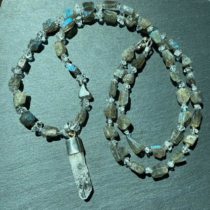 Channeling Intuition Talisman | Danburite, Labradorite and Quartz Crystal Necklace