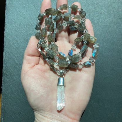 Channeling Intuition Talisman | Danburite, Labradorite and Quartz Crystal Necklace