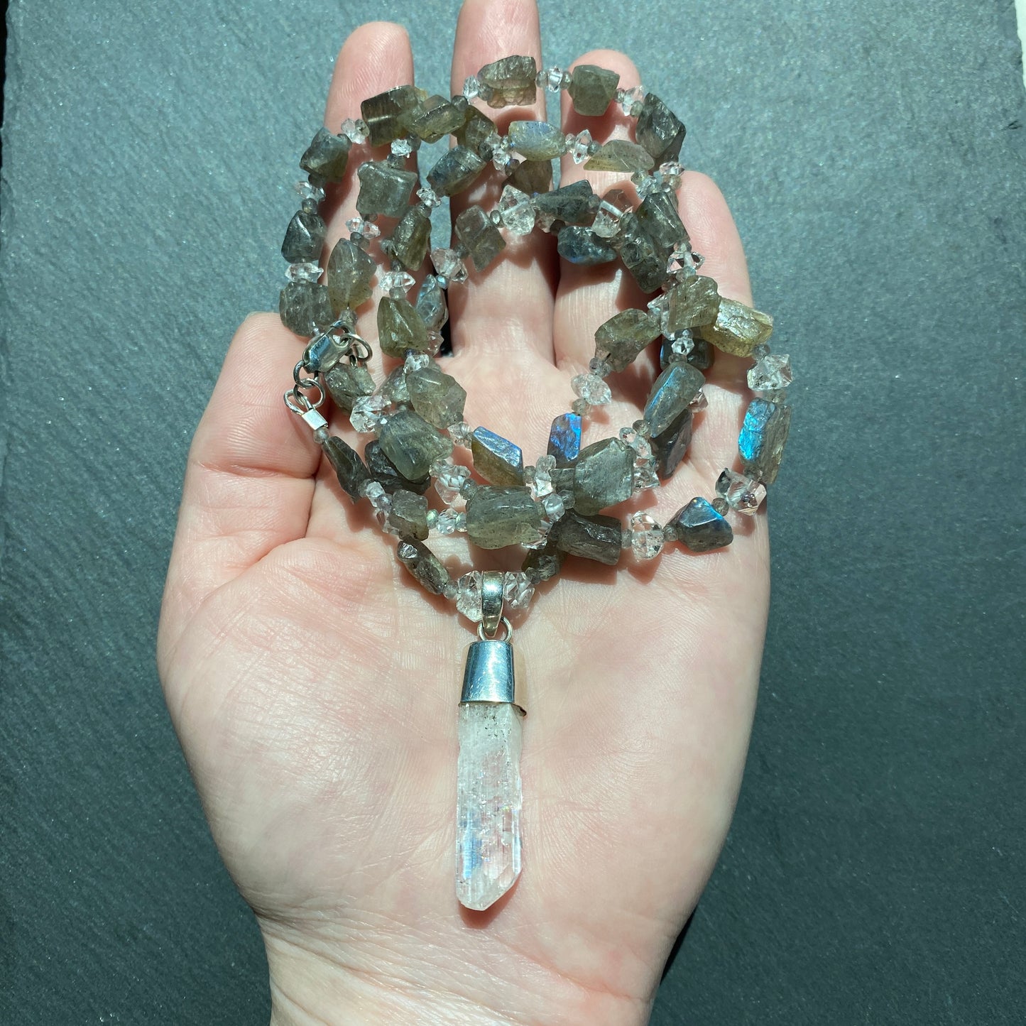 Channeling Intuition Talisman | Danburite, Labradorite and Quartz Crystal Necklace