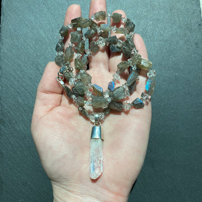 Channeling Intuition Talisman | Danburite, Labradorite and Quartz Crystal Necklace