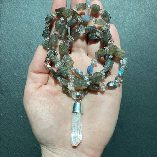 Channeling Intuition Talisman | Danburite, Labradorite and Quartz Crystal Necklace