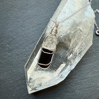 Tibetan Quartz and Black Tourmaline Crystal Pendant