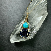 Amazonite and Azurite Crystal Pendant